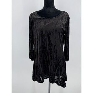 Fylo London Women's Tunic Blouse Size Med-Large **Read** 3/4 Sleeve Black N2